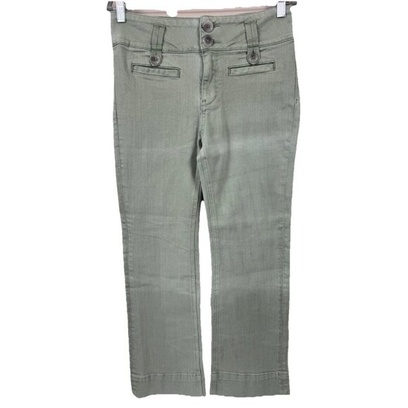 Pilcro Anthropologie Womens High Rise Flare Jeans Sage Green 27 4 Boho Coastal - Picture 1 of 9